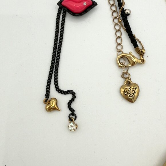 Betsey Johnson Lips First Date Hot Pink Necklace Earrings Set Statement - Picture 13 of 16
